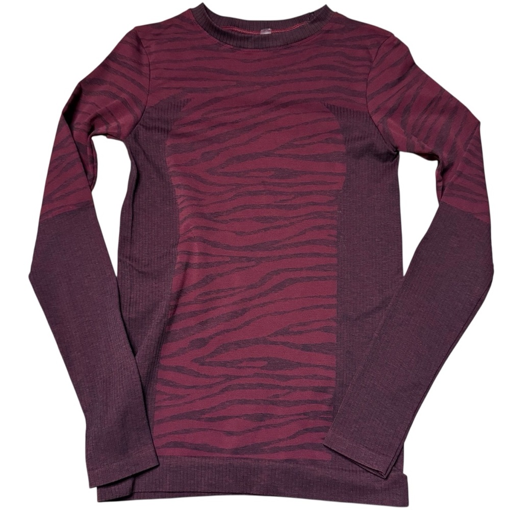 Varley NWT Base Layer Maple Ski Crew Zinfandel Zebra Stripe Long Sleeve Size S - Picture 3 of 7